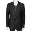 Emporio Armani Charcoal Grey Wool & Linen Single Breasted Blazer XXL For Men