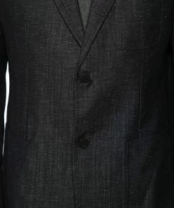 Emporio Armani Charcoal Grey Wool & Linen Single Breasted Blazer XXL For Men 13 Emporio Armani Charcoal Grey Wool & Linen Single Breasted Blazer XXL For Men -Emporio Armani sale luxury men emporio armani new clothes p602063 002