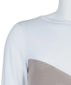 Emporio Armani White Perforated Colorblock Sweater L For Men -Emporio Armani sale luxury men emporio armani new clothes p61155 005