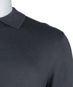 Emporio Armani Grey Zip Detail Polo Sweater L For Men -Emporio Armani sale luxury men emporio armani new clothes p63081 005