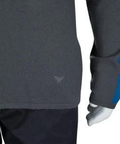 Emporio Armani Grey Zip Detail Polo Sweater L For Men -Emporio Armani sale luxury men emporio armani new clothes p63081 007