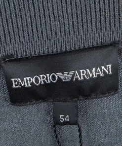 Emporio Armani Grey Zip Detail Polo Sweater L For Men -Emporio Armani sale luxury men emporio armani new clothes p63081 010