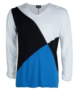 Emporio Armani Colorblock V-Neck Sweater XXL For Men