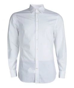 Emporio Armani Men's White Cotton Tailored Fit Shirt L For Men
