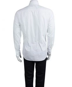 Emporio Armani Men's White Cotton Tailored Fit Shirt L For Men -Emporio Armani sale luxury men emporio armani new clothes p74756 003