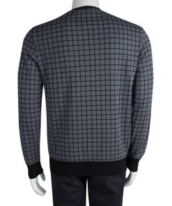 Emporio Armani Grey Checked Printed Sweatshirt L For Men -Emporio Armani sale luxury men emporio armani new clothes p82723 003