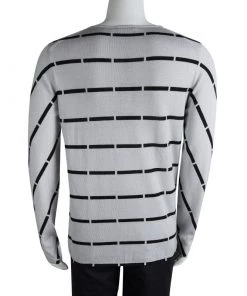 Emporio Armani Grey Wool Striped Sweater XL For Men 10 Emporio Armani Grey Wool Striped Sweater XL For Men -Emporio Armani sale luxury men emporio armani new clothes p87610 003
