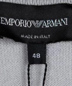 Emporio Armani Grey Wool Geometric Pattern Sweater S For Men -Emporio Armani sale luxury men emporio armani new clothes p87640 005