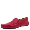 Emporio Armani Red Leather Logo Embossed Loafers Size 43.5 For Men