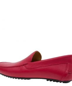 Emporio Armani Red Leather Logo Embossed Loafers Size 43.5 For Men -Emporio Armani sale luxury men emporio armani new shoes p60931 0003