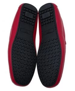 Emporio Armani Red Leather Logo Embossed Loafers Size 43.5 For Men -Emporio Armani sale luxury men emporio armani new shoes p60931 0007