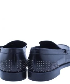 Emporio Armani Black Studded Leather Penny Loafers Size 43 For Men -Emporio Armani sale luxury men emporio armani new shoes p80560 005