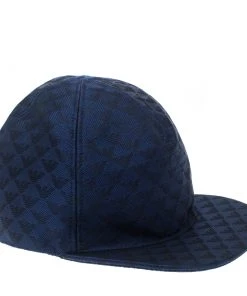Emporio Armani Electric Blue Monogram Logo Embroidered Baseball Cap L For Men
