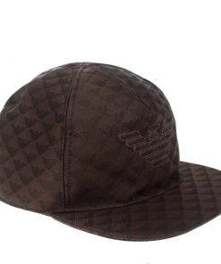 Emporio Armani Brown Monogram Logo Embroidered Baseball Cap M For Men