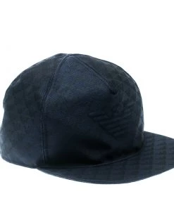 Emporio Armani Navy Blue Monogram Logo Embroidered Baseball Cap M For Men