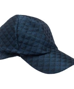 Emporio Armani Blue Pattern Logo Baseball Cap For Men