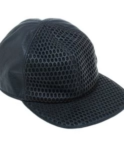 Emporio Armani Black Leather Cutout Baseball Cap M For Men