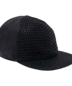 Emporio Armani Black Leather Cutout Baseball Cap Size M For Men