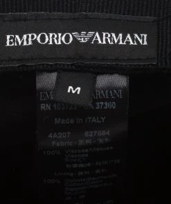 Emporio Armani Black Viscose Moire Flat Cap Size M For Men -Emporio Armani sale luxury men emporio armani new travel p78950 005