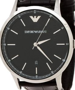 Emporio Armani Black Stainless Steel AR2480 Men's Wristwatch 43 Mm For Men -Emporio Armani sale luxury men emporio armani new watches p198198 004