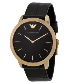 Emporio Armani Black Gold-Plated Stainless Steel AR1742 Men's Wristwatch 42MM For Men