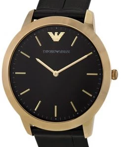 Emporio Armani Black Gold-Plated Stainless Steel AR1742 Men's Wristwatch 42MM For Men -Emporio Armani sale luxury men emporio armani new watches p58439 003