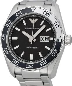 Emporio Armani Black Stainless Steel AR6047 Men's Wristwatch 46MM For Men