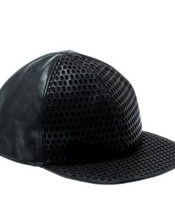 Emporio Armani Black Perforated Leather Baseball Cap M For Men