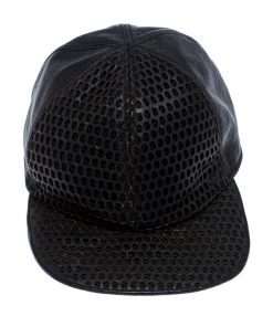 Emporio Armani Black Leather Cutout Baseball Cap Size S For Men -Emporio Armani sale luxury men emporio armani used accessories p255541 001