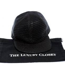 Emporio Armani Black Leather Cutout Baseball Cap Size S For Men -Emporio Armani sale luxury men emporio armani used accessories p255541 007
