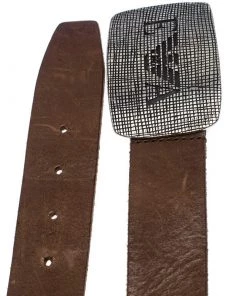 Emporio Armani Brown Leather Logo Buckle Belt 130CM For Men -Emporio Armani sale luxury men emporio armani used accessories p261497 003