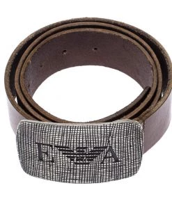 Emporio Armani Brown Leather Logo Buckle Belt 130CM For Men -Emporio Armani sale luxury men emporio armani used accessories p261497 004