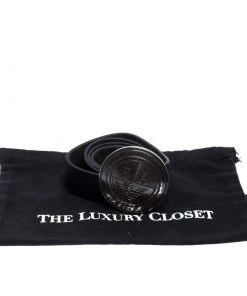 Emporio Armani Black Leather Logo Round Buckle Belt 130CM For Men -Emporio Armani sale luxury men emporio armani used accessories p261507 006