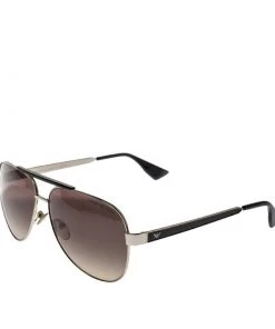 Emporio Armani Silver/Brown Gradient EA9694/S Aviator Sunglasses For Men -Emporio Armani sale luxury men emporio armani used accessories p300463 1593489614 011