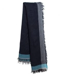 Emporio Armani Denim Blue Modal Wool Scarf For Men