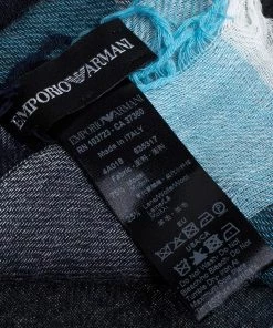 Emporio Armani Denim Blue Modal Wool Scarf For Men -Emporio Armani sale luxury men emporio armani used accessories p338364 002