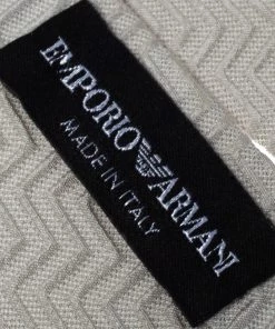 Emporio Armani Ivory Silk Zig Zag Embossed Skinny Tie For Men -Emporio Armani sale luxury men emporio armani used accessories p350577 003
