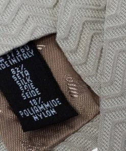 Emporio Armani Ivory Silk Zig Zag Embossed Skinny Tie For Men -Emporio Armani sale luxury men emporio armani used accessories p350577 005