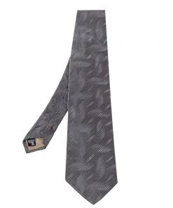 Emporio Armani Grey Textured Silk Traditional Tie For Men