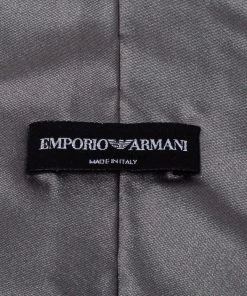 Emporio Armani Grey Floral Detail Silk Traditional Tie For Men -Emporio Armani sale luxury men emporio armani used accessories p416565 004