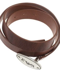 Emporio Armani Brown Leather Logo Belt 100CM For Men -Emporio Armani sale luxury men emporio armani used accessories p49945 003