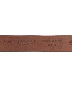 Emporio Armani Brown Leather Logo Belt 100CM For Men -Emporio Armani sale luxury men emporio armani used accessories p49945 005