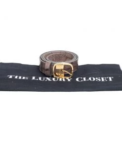 Emporio Armani Grey/Black Crocodile Embossed Leather Buckle Belt For Men -Emporio Armani sale luxury men emporio armani used accessories p557493 005
