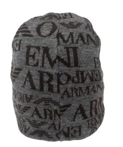 Emporio Armani Grey Logo Printed Wool Beanie S For Men -Emporio Armani sale luxury men emporio armani used accessories p576547 007