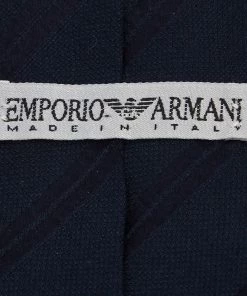 Emporio Armani Vintage Navy Blue Tonal Striped Silk Tie For Men -Emporio Armani sale luxury men emporio armani used accessories p594666 002