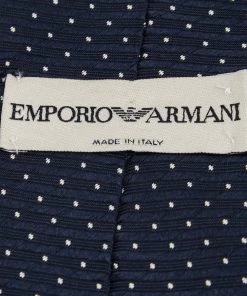 Emporio Armani Vintage Midnight Blue Swiss Dot Silk Tie For Men -Emporio Armani sale luxury men emporio armani used accessories p594670 002
