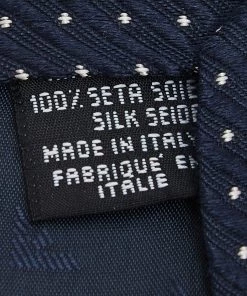 Emporio Armani Vintage Midnight Blue Swiss Dot Silk Tie For Men -Emporio Armani sale luxury men emporio armani used accessories p594670 003