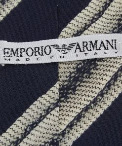 Emporio Armani Vintage Navy Blue Striped Silk Tie For Men -Emporio Armani sale luxury men emporio armani used accessories p594680 002