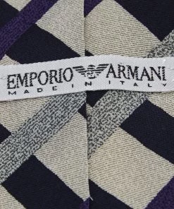 Emporio Armani Vintage Multicolor Check Print Silk Tie For Men -Emporio Armani sale luxury men emporio armani used accessories p594682 002