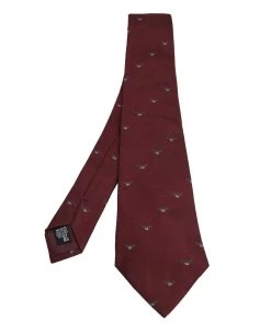 Emporio Armani Red Logo Silk Jacquard Tie For Men